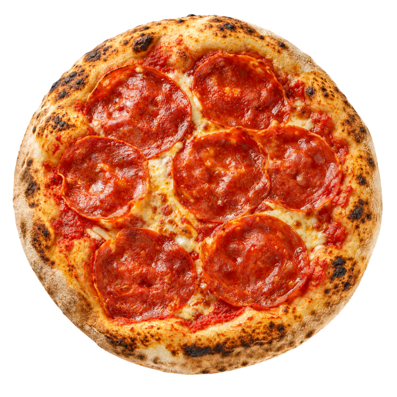 Pizza cu felii mari de salam picant